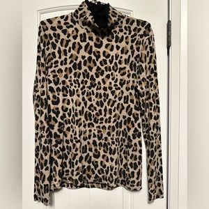 Laurel by Escada Mock Neck Leopard Print Sweater